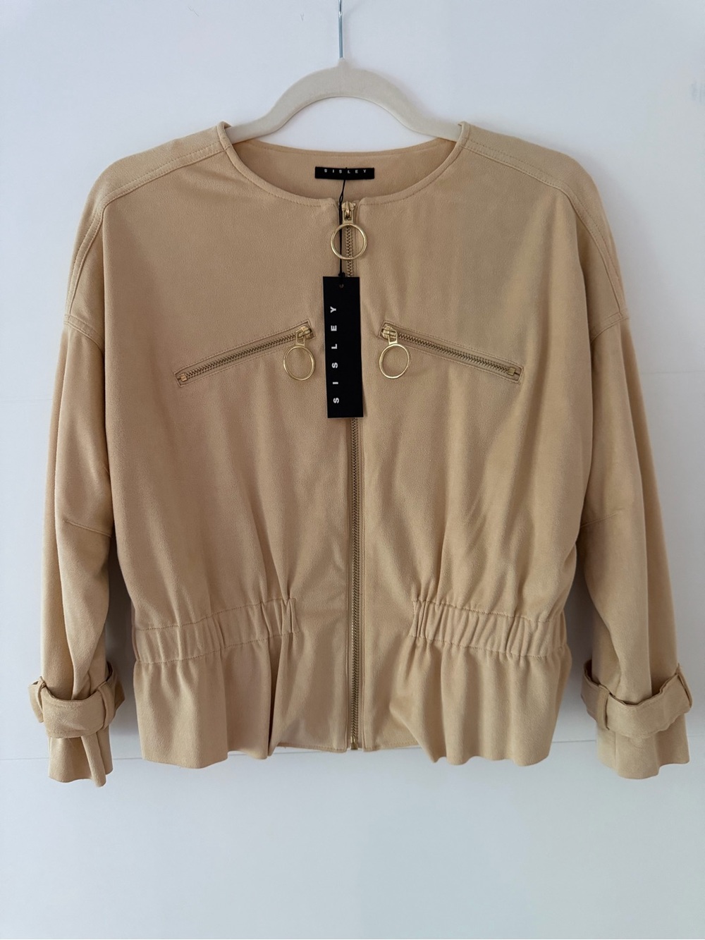 Sisley Tan Zip-Front Drawstring Waist Jacket